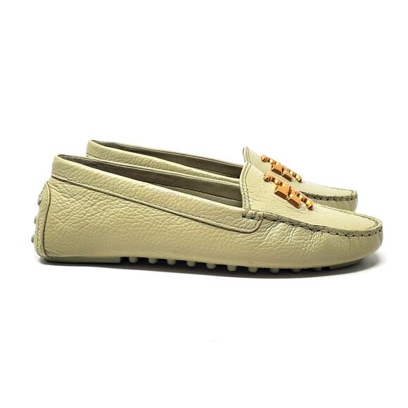 Tory Burch Everly Driver Tumbled Leather Slip On Loafer Sage Green 85159 Sz 6.5 - Picture 3 of 9